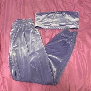 Strapless velvet two piece set